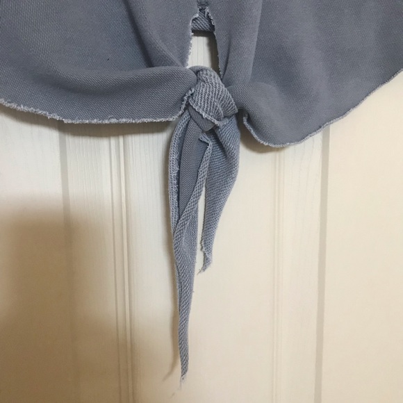 H&M Grey Short Sleeve Tie Cropped Sweatshirt S - Picture 3 of 6